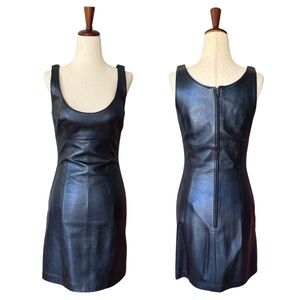 Vintage 80s North Beach Leather by Michael Hoban Gunmetal Dress Sexy XS